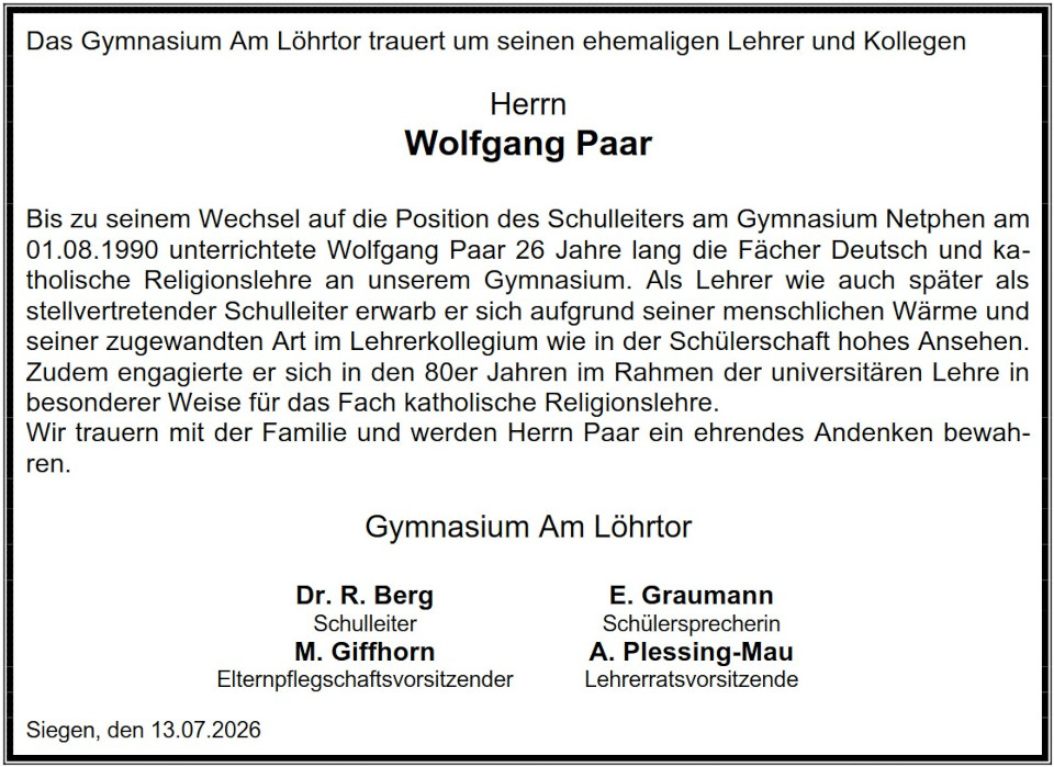 Todesanzeige Paar